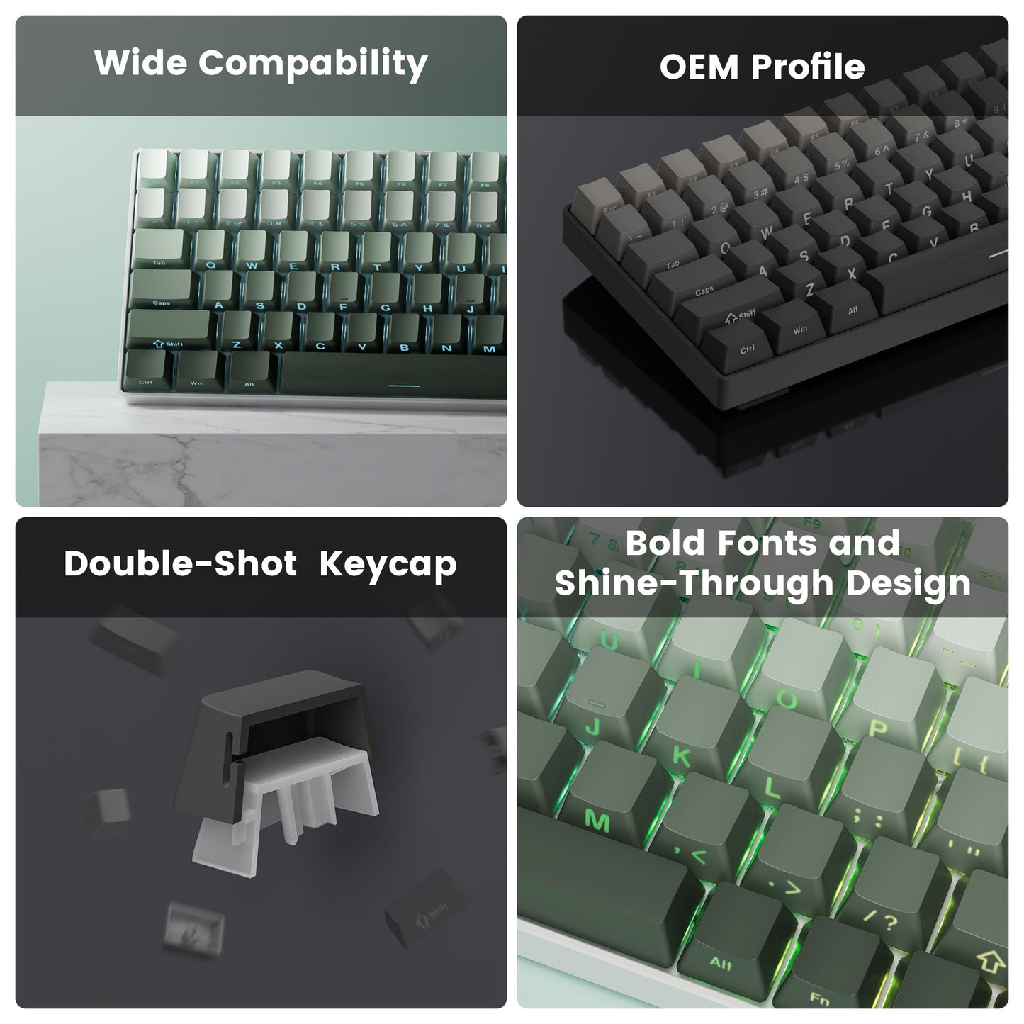 XVX Sea-Grass Green Gadient Side-Lit Keycap
