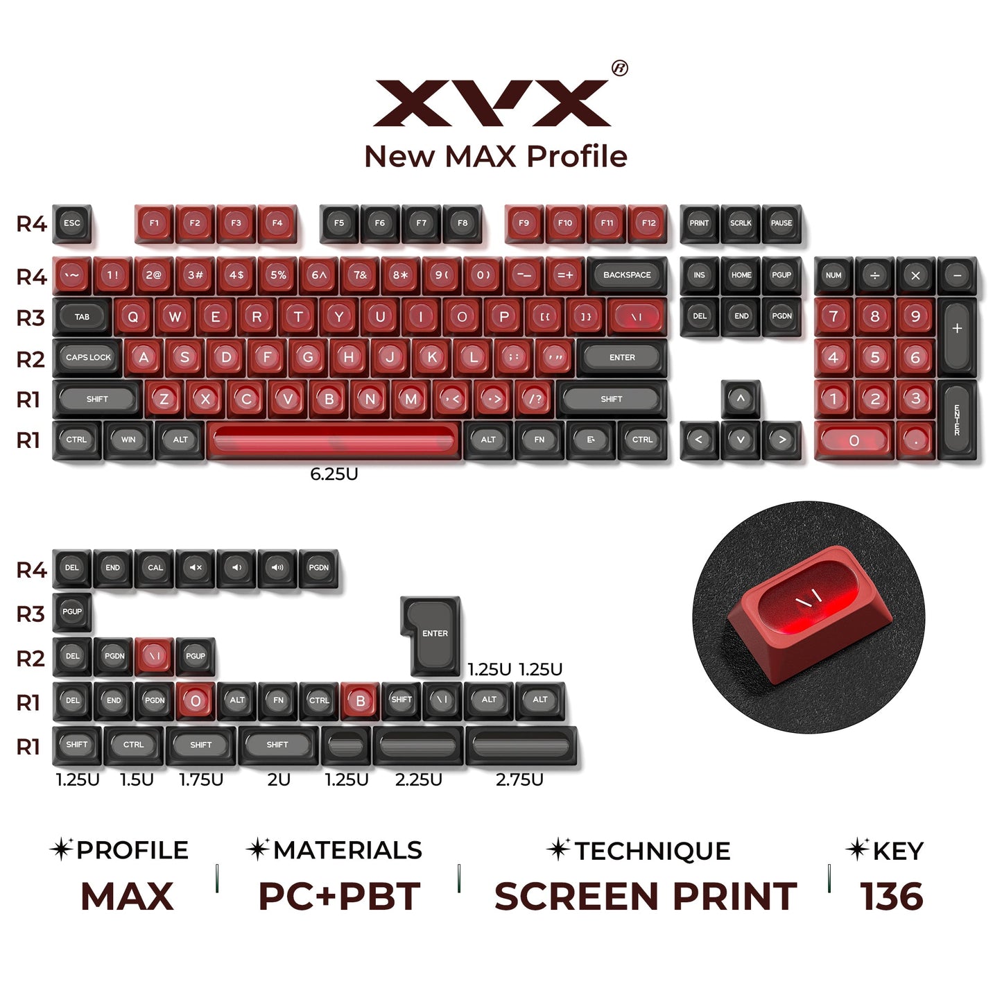 XVX Cats eye MAX Profile Dye-Sub PBT Keycap Set 136-Key