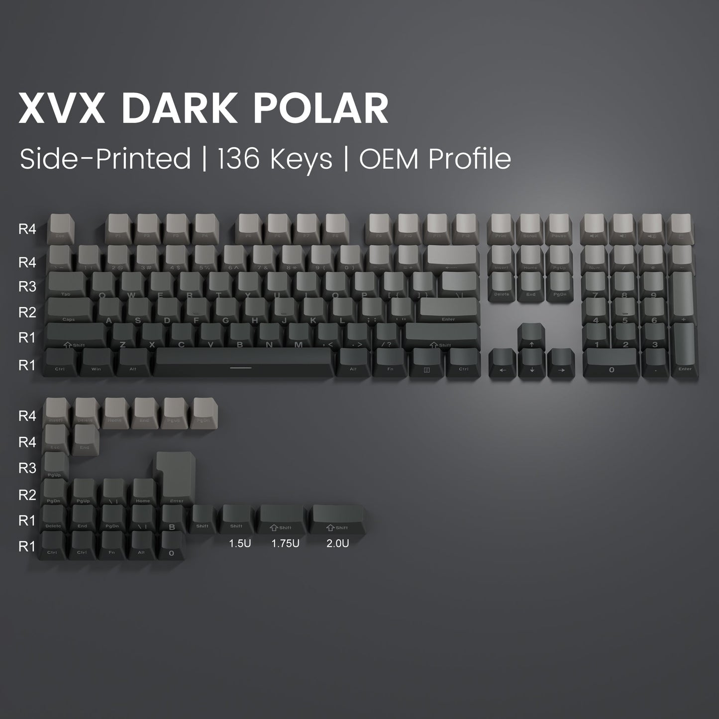 XVX Gradient Series 136-Key Side-Printed OEM Profile Keycap