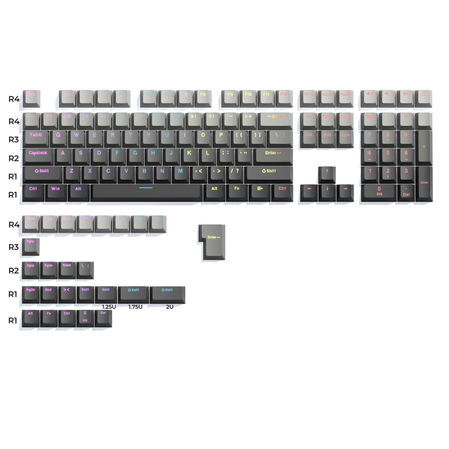 Gradient Series XVX Shine-Through Double-Shot OEM Profile PBT Keycap 134-key