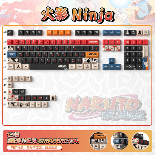 Naruto Themed Keycap Set | PBT | 129 keys | Cherry Profile